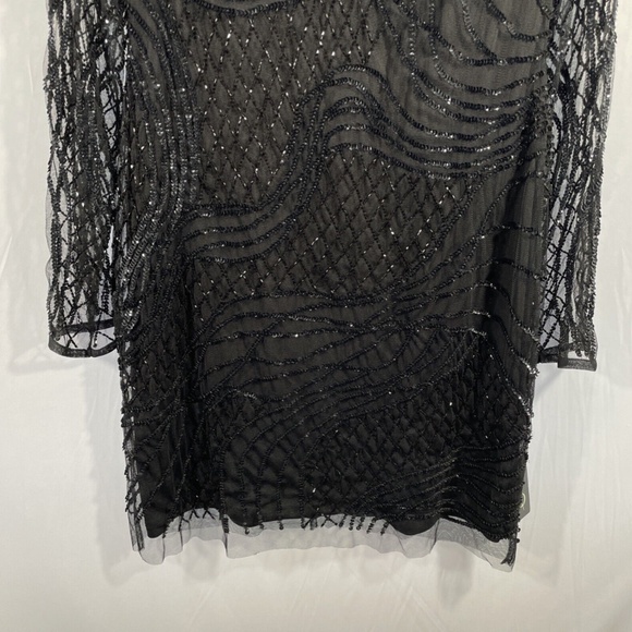 NWT Adrianna Papell [ 12 ]‎ Sequin Beaded Long Sleeve Dress in Black - Picture 8 of 12